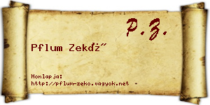 Pflum Zekő névjegykártya